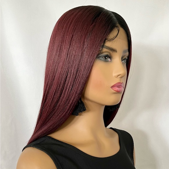 A Long 28” Premium Fiber Burgundy Lace Front Wig - #EnhanceWardrobe #DailyWear - Picture 4 of 8